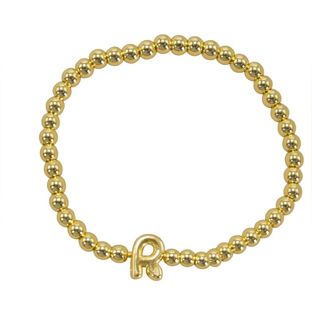 Gold Beaded Bracelet with Initial Charm (5100)